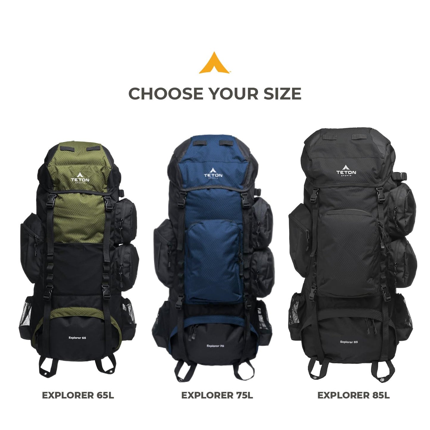 Teton 75L Explorer Internal Frame Backpack for Hiking, Camping, Backpacking, Rain Cover Included