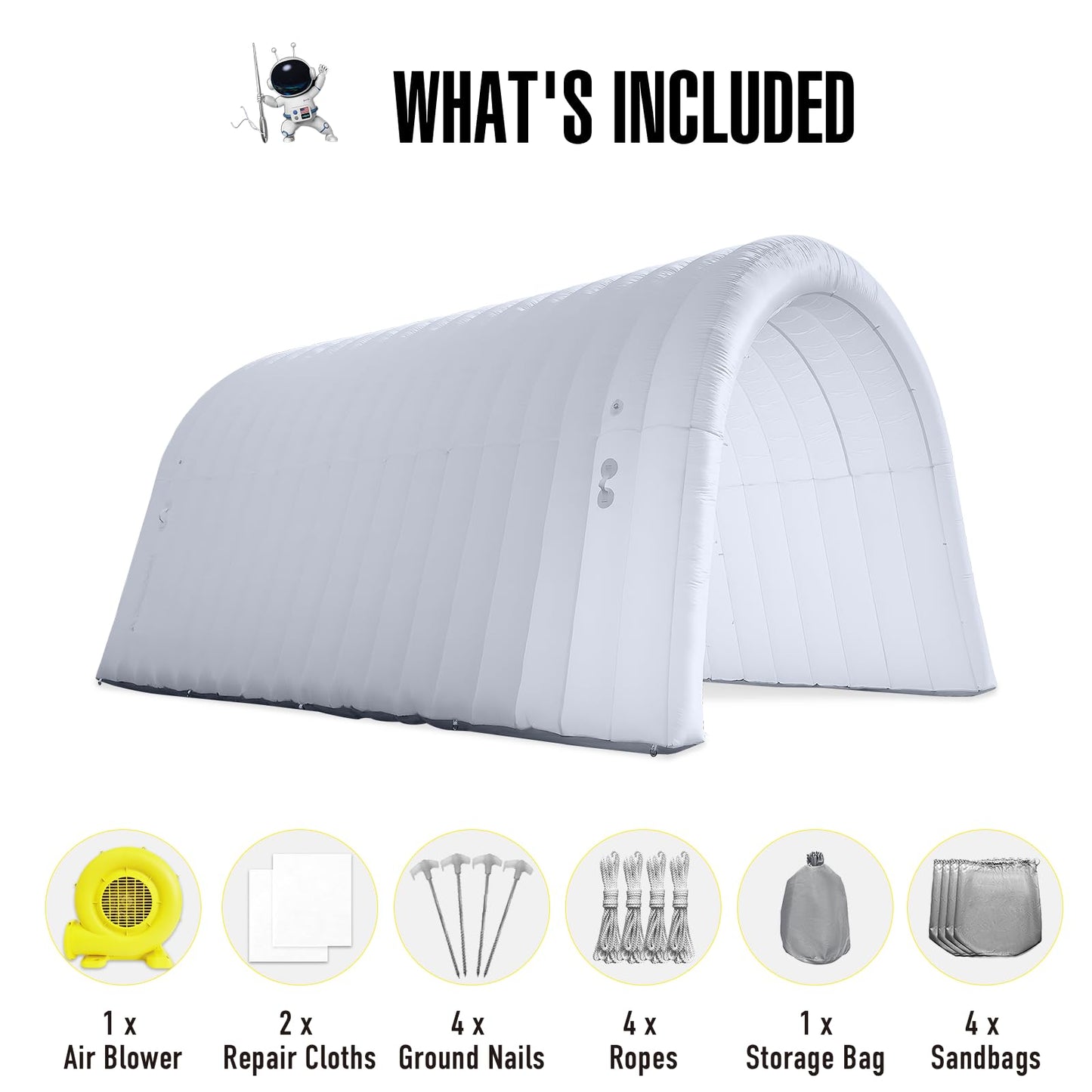 20X10x10Ft Inflatable Sports Tunnel Entrance with Blower Inflatable Tunnel Tent for Business Advertising Event Exhibition(White)