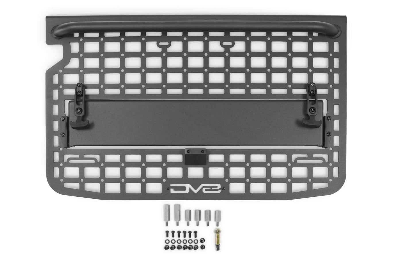 DV8 Offroad Tailgate Molle Panel for The 2021-2026 Ford Bronco | Perfect for Molle Bags, Knife Sheaths, Med Kits, Recovery Gear & More | Drop-Down Tray for Holding Drinks & Other Gear While at Camp