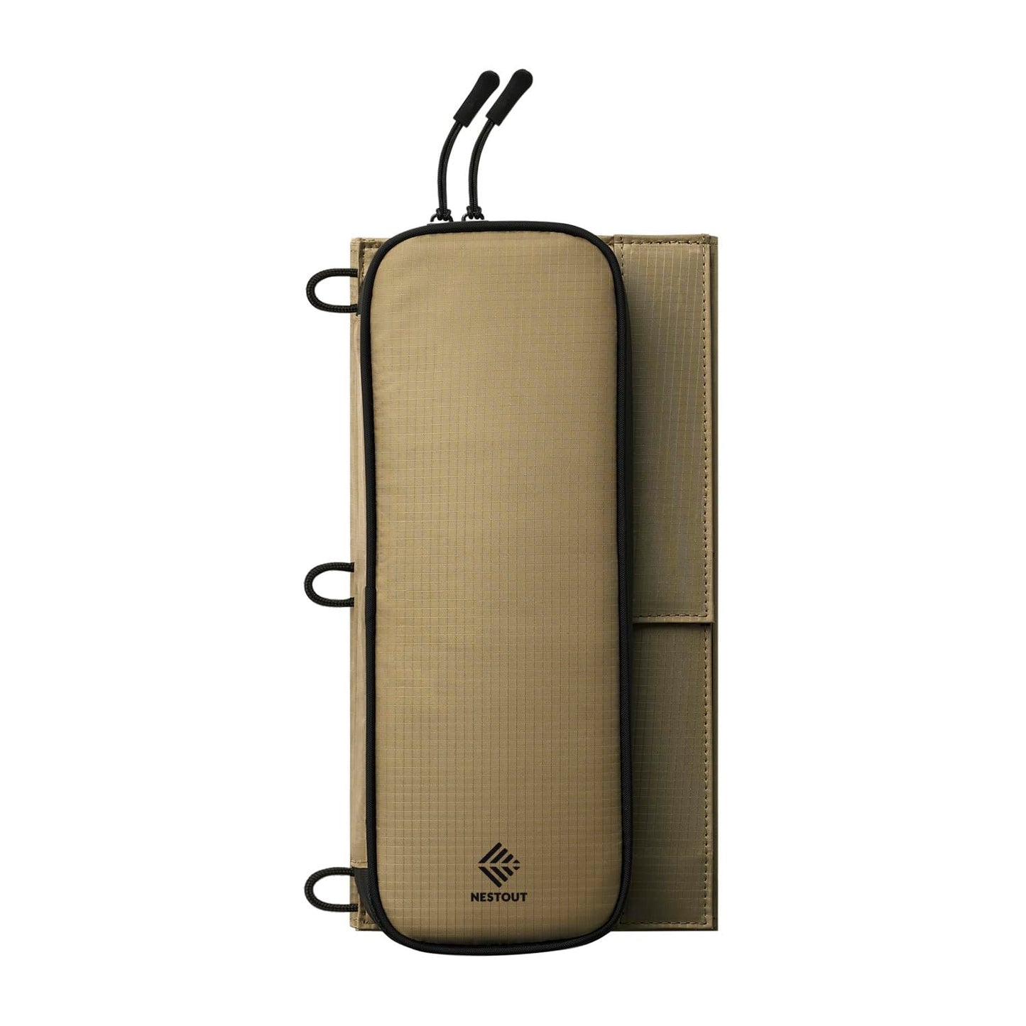 NESTOUT Portable Solar Panel, USB-C and USB-A Ports, 14W Solar Charger for Camping, Water Repellent Ripstop Nylon, Foldable Compact Design, Digital Ammeter, Adjustable Stand, Beige (2 Panel)