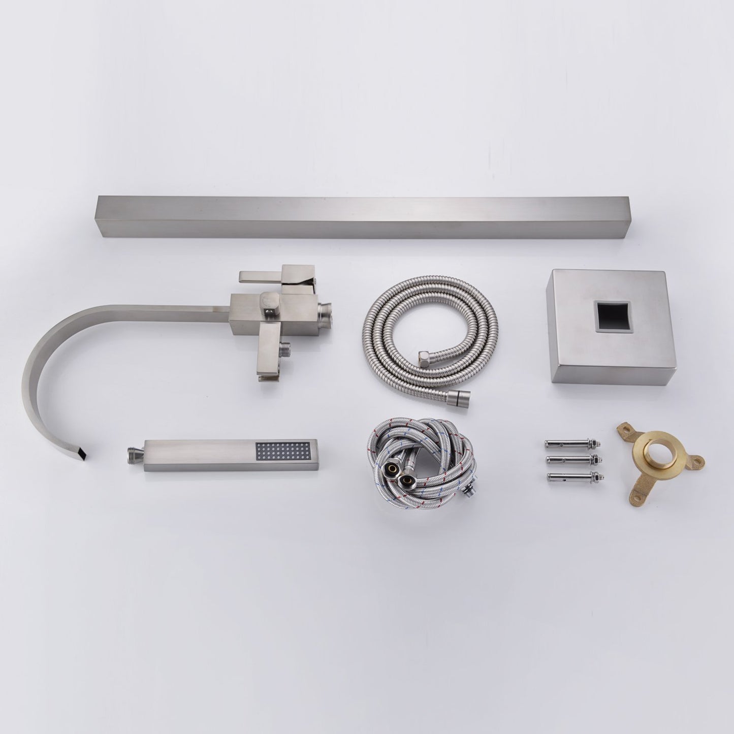 Artiqua Freestanding Bathtub Faucet Tub Filler Brushed Nickel Waterfall Floor Mount Faucets Single Handle with Hand Shower
