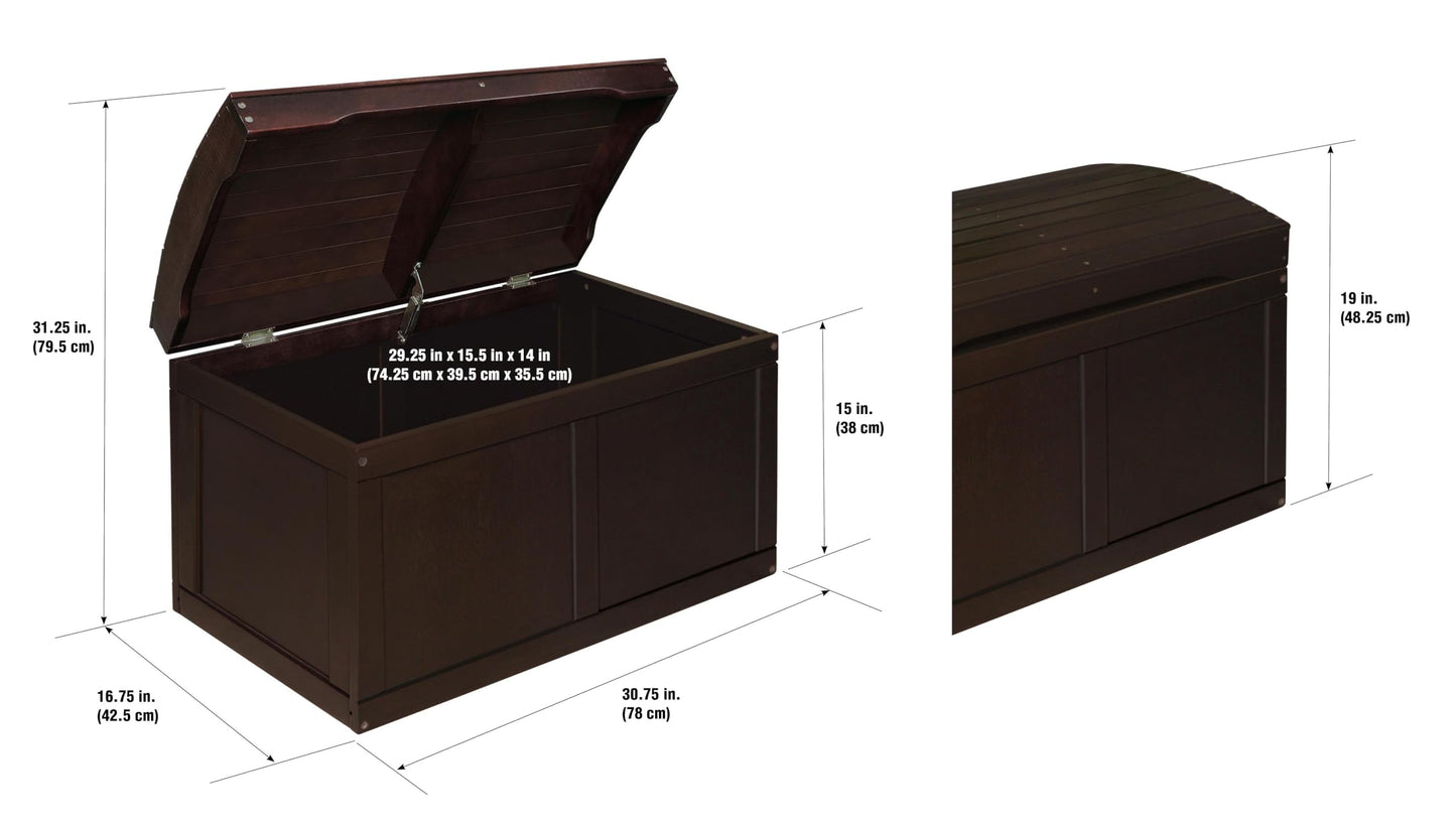 Badger Basket Hardwood Safety Hinge Barrel Top Toy Storage Chest, Espresso, 17x19 Inch (Pack of 1) (01345)