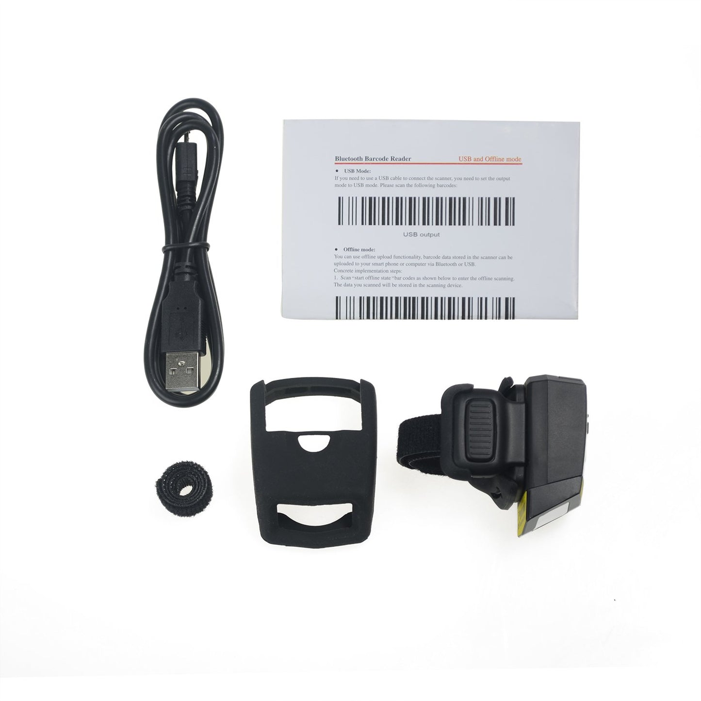 Posunitech Ring Barcode Scanner 1D Reader Mini Wireless Finger Barcode Scanner Compatible with Mac OS, Windows, Android 4.0+, iOS