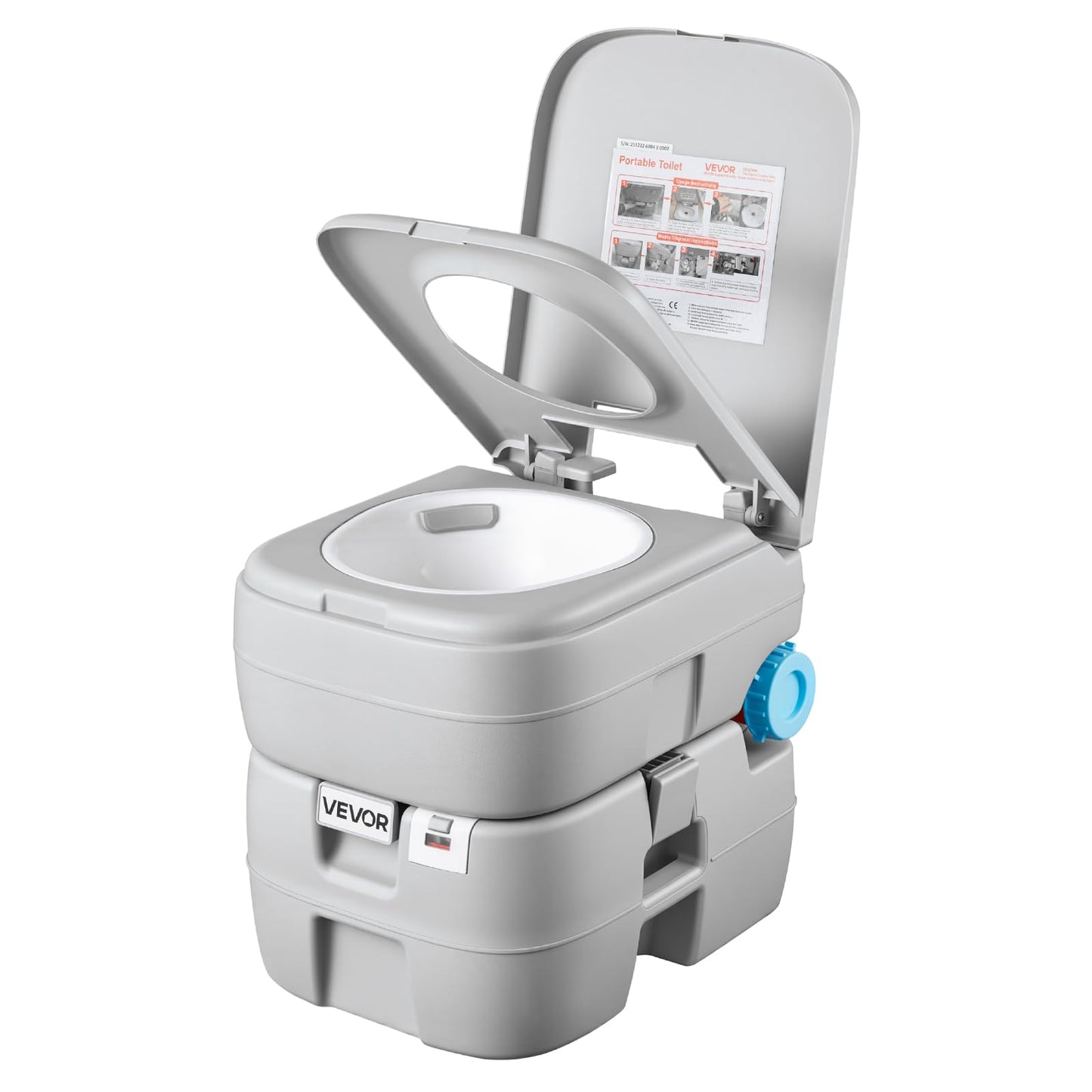 VEVOR Portable Toilet, 7.9 Gal Detachable Waste Tank & 5 Gal Flush Tank, 200 Flushes, Camping Toilet for Adults, Outdoor Porta Potty with Level Indicator, Suitable for RV Travel, Camping, Hiking