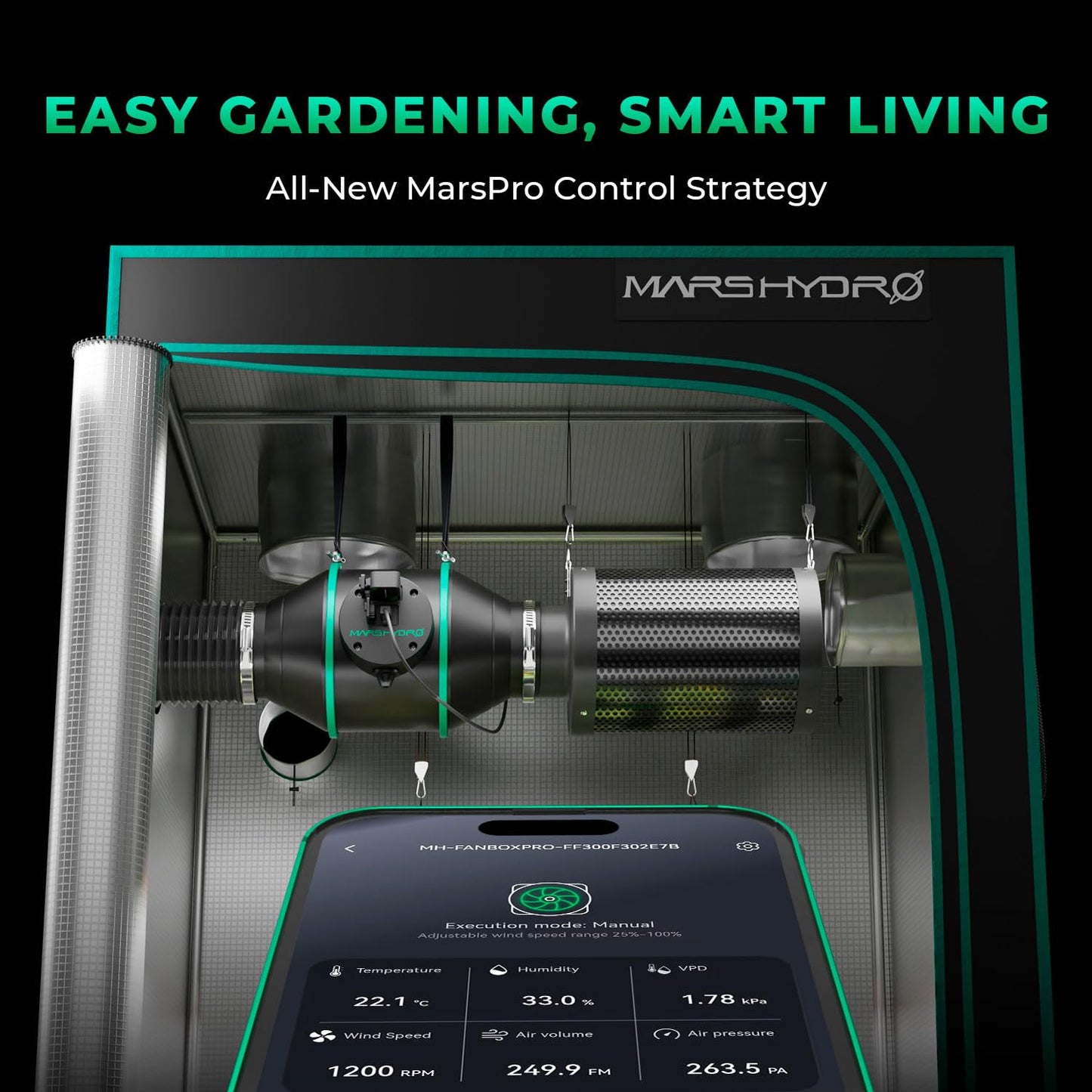 MARS HYDRO iFresh 6 inch Inline Duct Fan,402 CFM Quiet EC Motor Grow Tent Ventilation Exhaust Fan with Speed Controller for Grow Room Cooling,Booster,Indoor Gardening ,Hydroponics