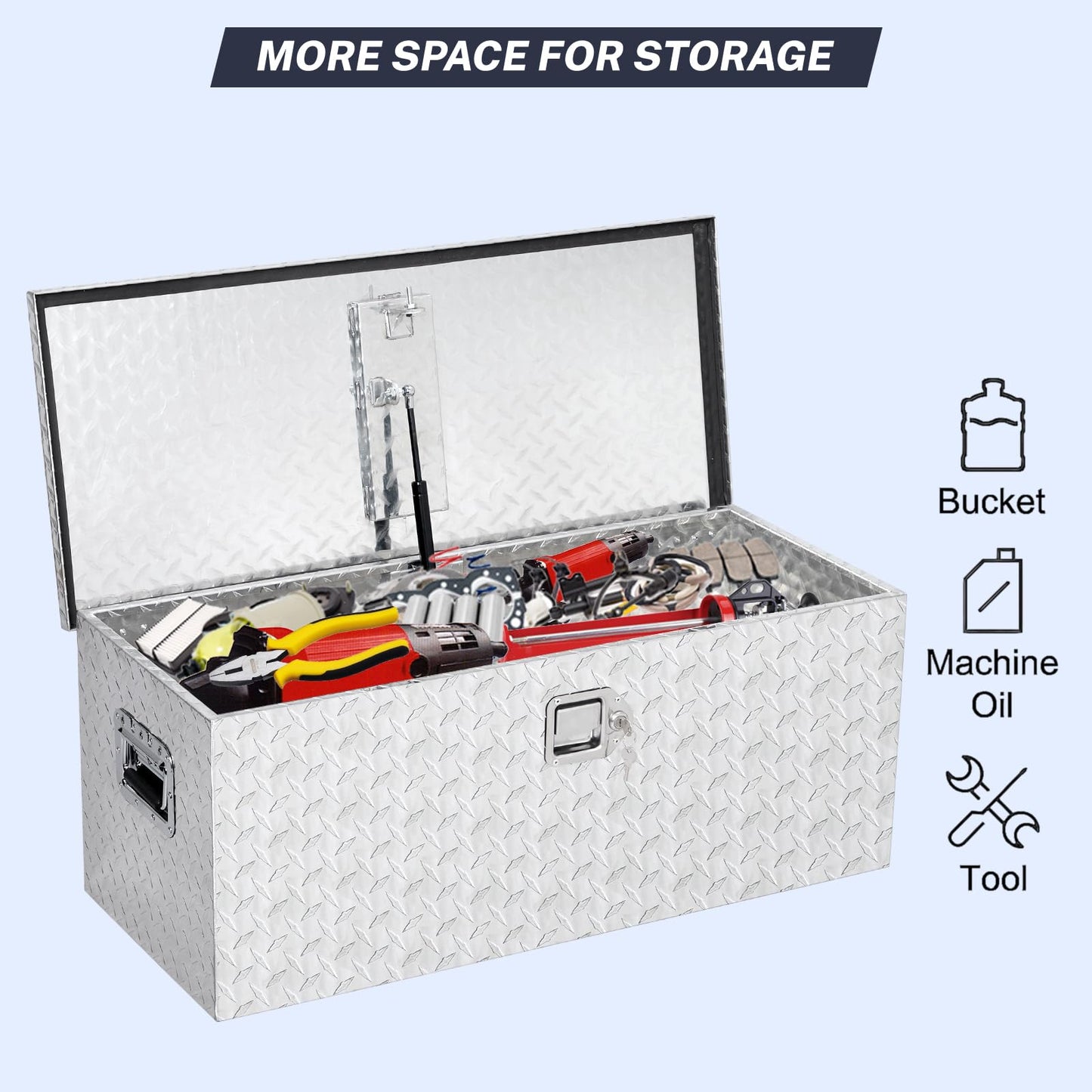 IDEALHOUSE Heavy Duty Aluminum Truck Bed Tool Box, Diamond Plate, 30x15x15 in - Lockable, Waterproof Storage Chest with Side Handle, for Pickup, RV, Trailer, Underbody - Star Diamond Design