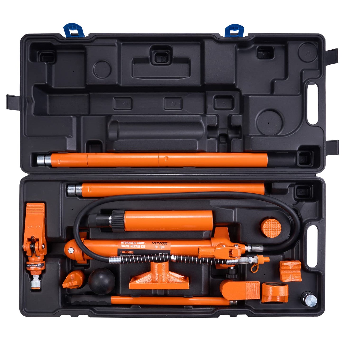 VEVOR 10 Ton Porta Power Kit, Hydraulic Ram with Pump, Car Jack with 4.6 ft/1.4 m Oil Hose, Bent Frame Repair Tool with Storage Case for Automotive, Garage, Heavy Equipment, Mechanic (22046 LBS)