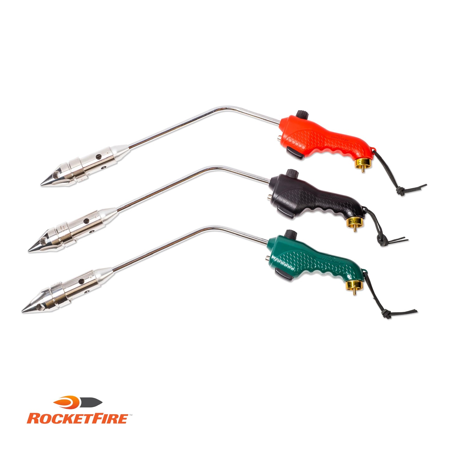 ROCKETFIRE Fire Starter Torch | Perfect Propane Torch Head, Grill Gun, Charcoal Torch | Compatible with Bernzomatic Propane & MAP/PRO Fuels | Stainless Steel Tri-Flame Tip | Fuel NOT Included | Black