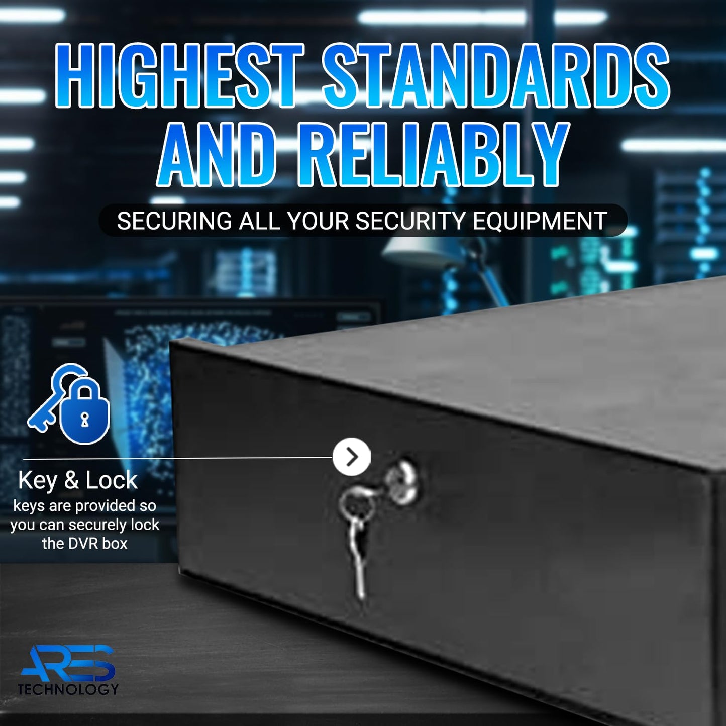 ARES VISION DVR Lock Box 18" x 18" x 5" β Heavy Duty 16 Gauge Steel Security Enclosure with Fan, Lock & Key, Cable Knockouts β Secure NVR, Router, AV Equipment for Home & Commercial Use