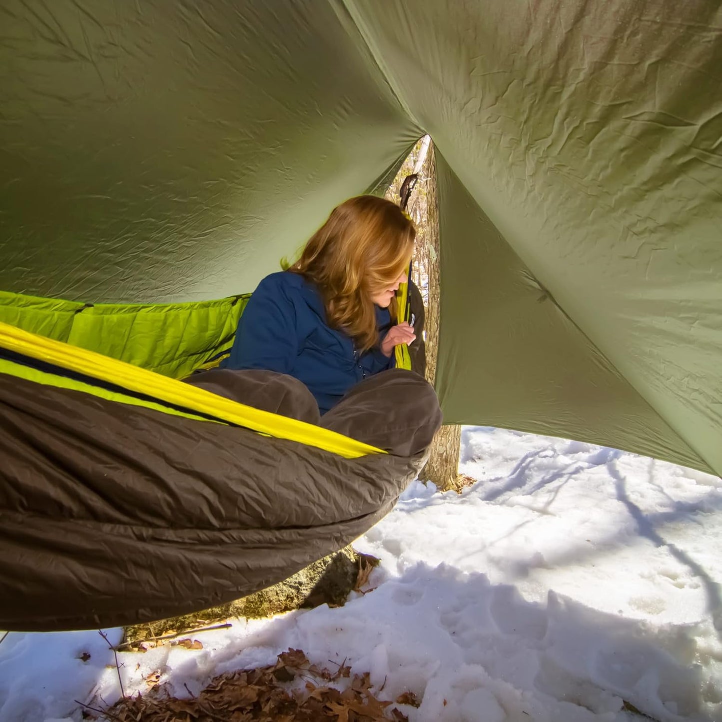 ENO HouseFly Rain Tarp - Lightweight Waterproof Tarp with Stowable Doors - for Camping, Hiking, Backpacking, Travel, a Festival, or The Beach - Lichen