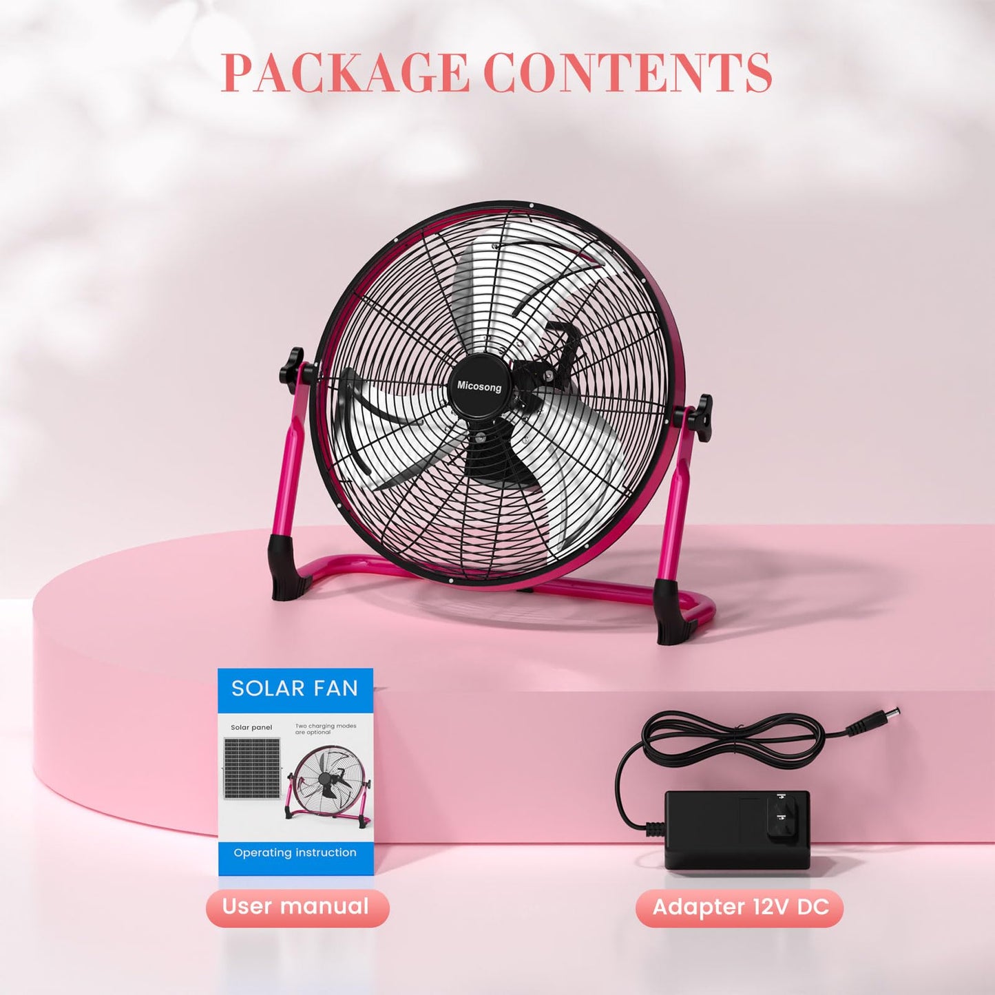 Micosong 18” Portable Battery Operated Fan, Rechargeable Cordless Camping Fan Outdoor, USB Output, 360° Tilt, 10~60h Runtime, Quiet, Wireless, Metal Blade, For Travel Gazebo Home Garage Gym RV Barn