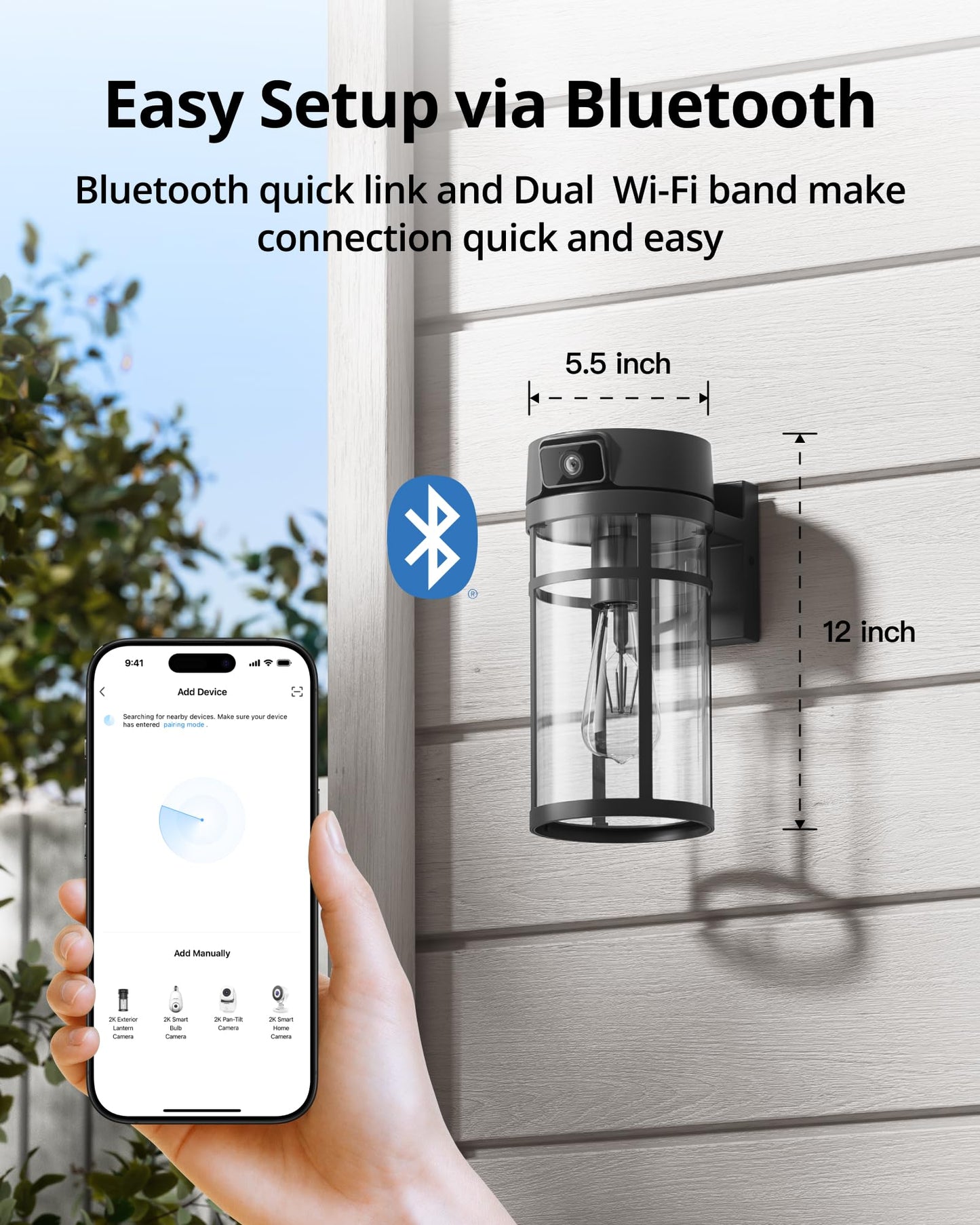 Outdoor Porch Light Security Camera, Wall Lamp Cam, 2K HD Live View Wi-Fi Human Detection, Pan & Tilt, Two-Way Talk, Wall Lantern Sconce Camera for Porch, Garage, Doorway