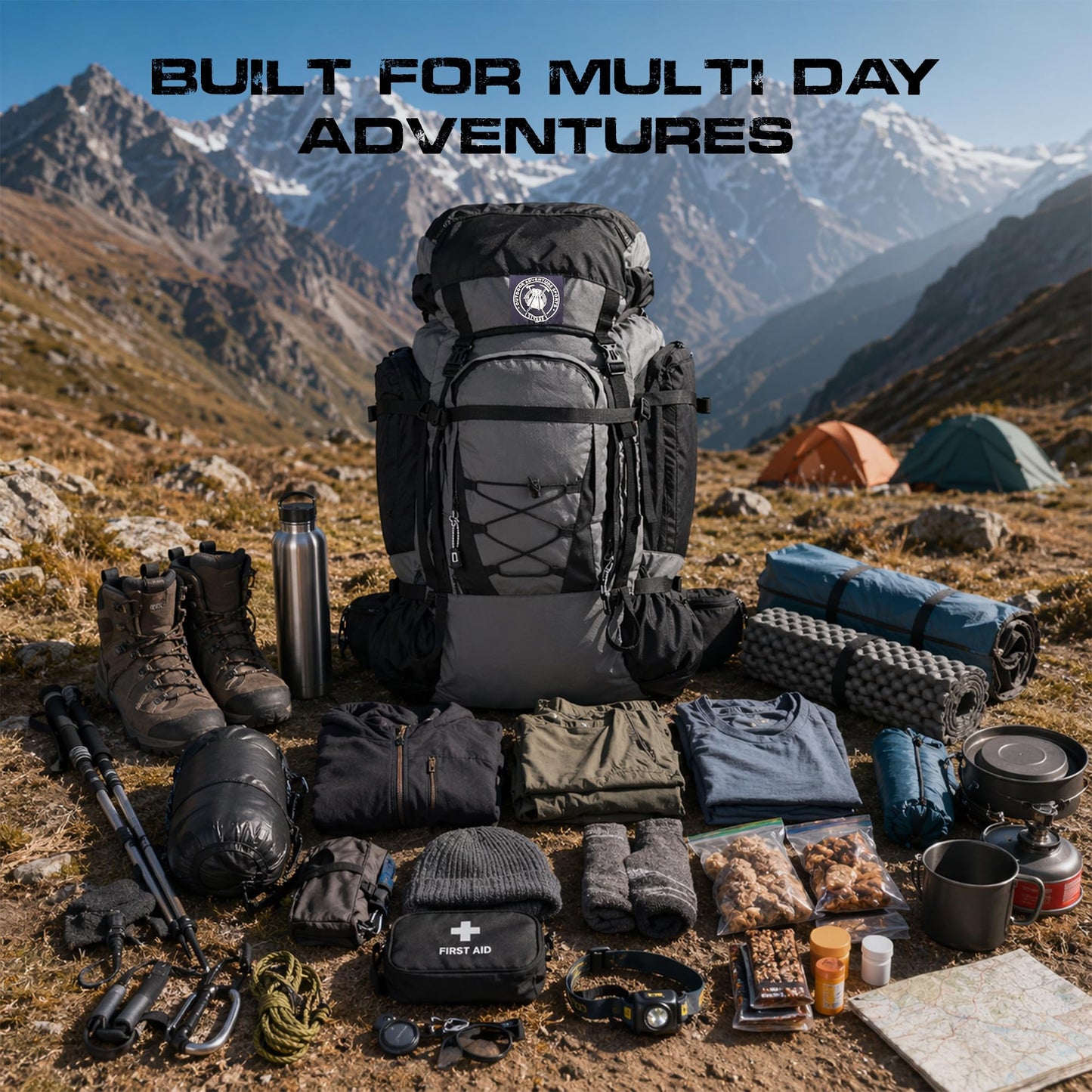 Stikage UltraSonik 65L Front Access Internal Frame Hiking Backpack for Men and Women β Lightweight Waterproof Trekking & Camping Backpack with Rain Cover, Hydration Bladder compatible