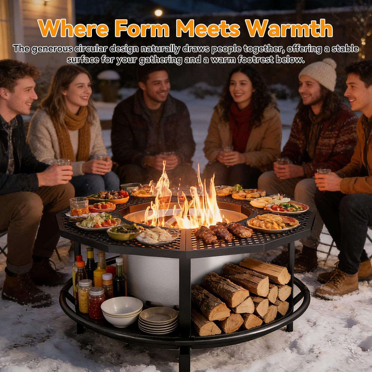 Fire Pit Surround Tabletop - 360ยฐ Fire Pit Guard for Solo Stove Bonfire & Ranger, Portable Protective Barrier for Wood Burning Fire Pits Up to โ21", UV-Resistant Outdoor Fabric (Firepit Not Included)