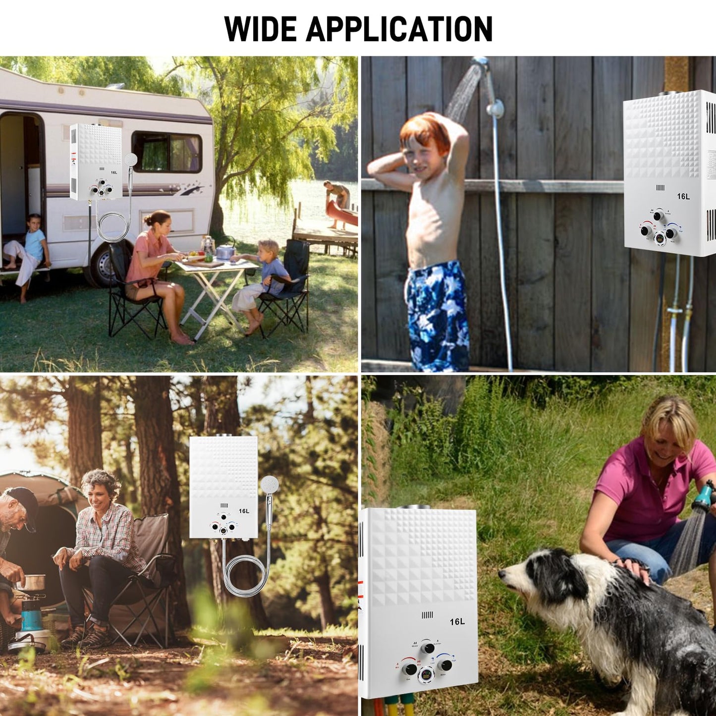 Tankless Water Heater Propane 4.21GPM 16L Outdoor Portable GasHot Water Heater Instant Propane Water Heater with Digital Display Multi-Protection for Camping Trips Boat Cabins