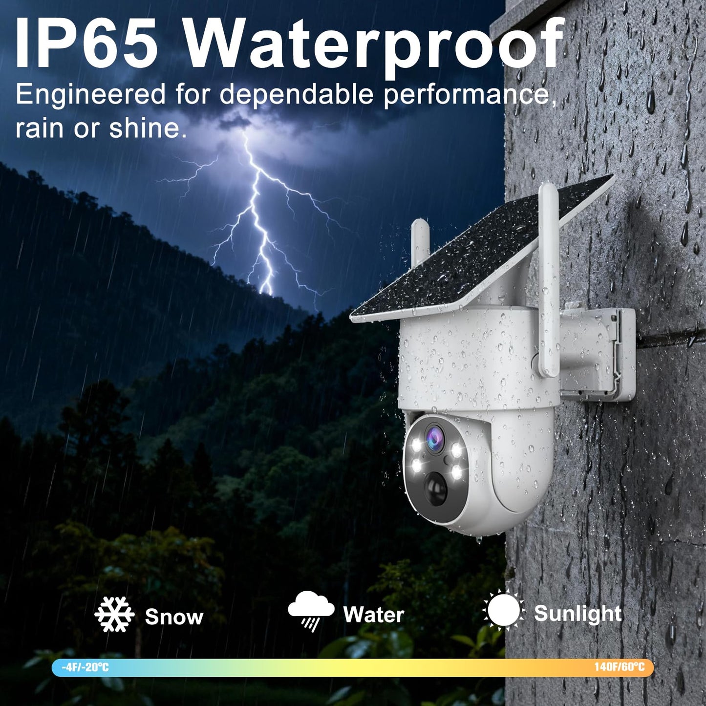 CUUKSHKN 4G LTE Cellular Security Camera Outdoor Wireless,365-Day Free Unlimited Data,No WiFi Security Camera Solar Powered,2K 360°Viewing,Color Night Vision,PIR Motion Sensor, 64GB SD Card Included