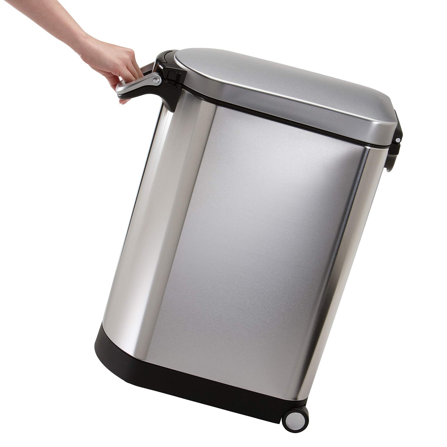 simplehuman Medium Pet Food Storage Container, Holds 25-29 lb / 11-13 kg of Dry Dog Food, Cat Food, or Bird Seed, Airtight Lock-Tight Lid with Magnetic Scoop, BPA-Free, Brushed Stainless Steel