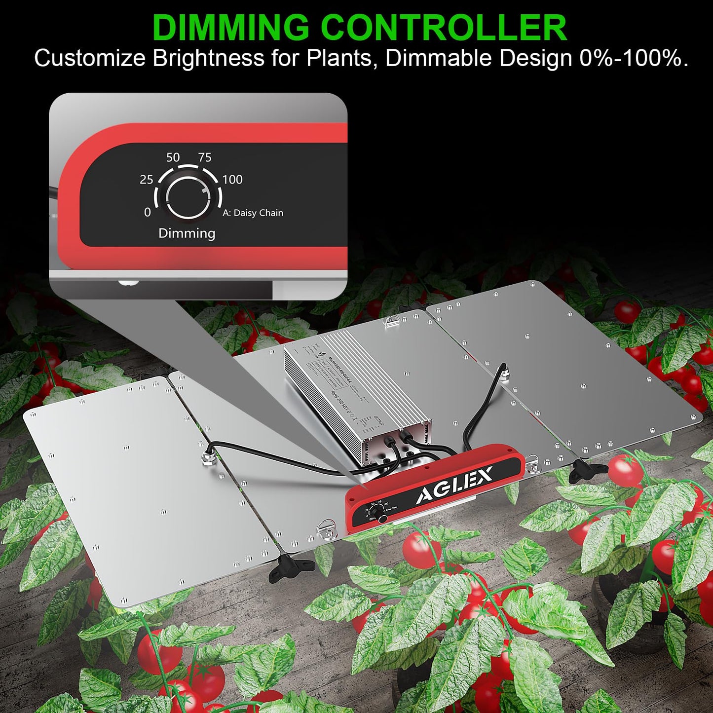 AGLEX K4000 LED Grow Light, Grow Light with Daisy Chain & Dimmable, Full Spectrum Plant Grow Lights for Hydroponic Indoor Plants Seeding Veg Flower Growing Lamps 5X6 FT Grow Tent