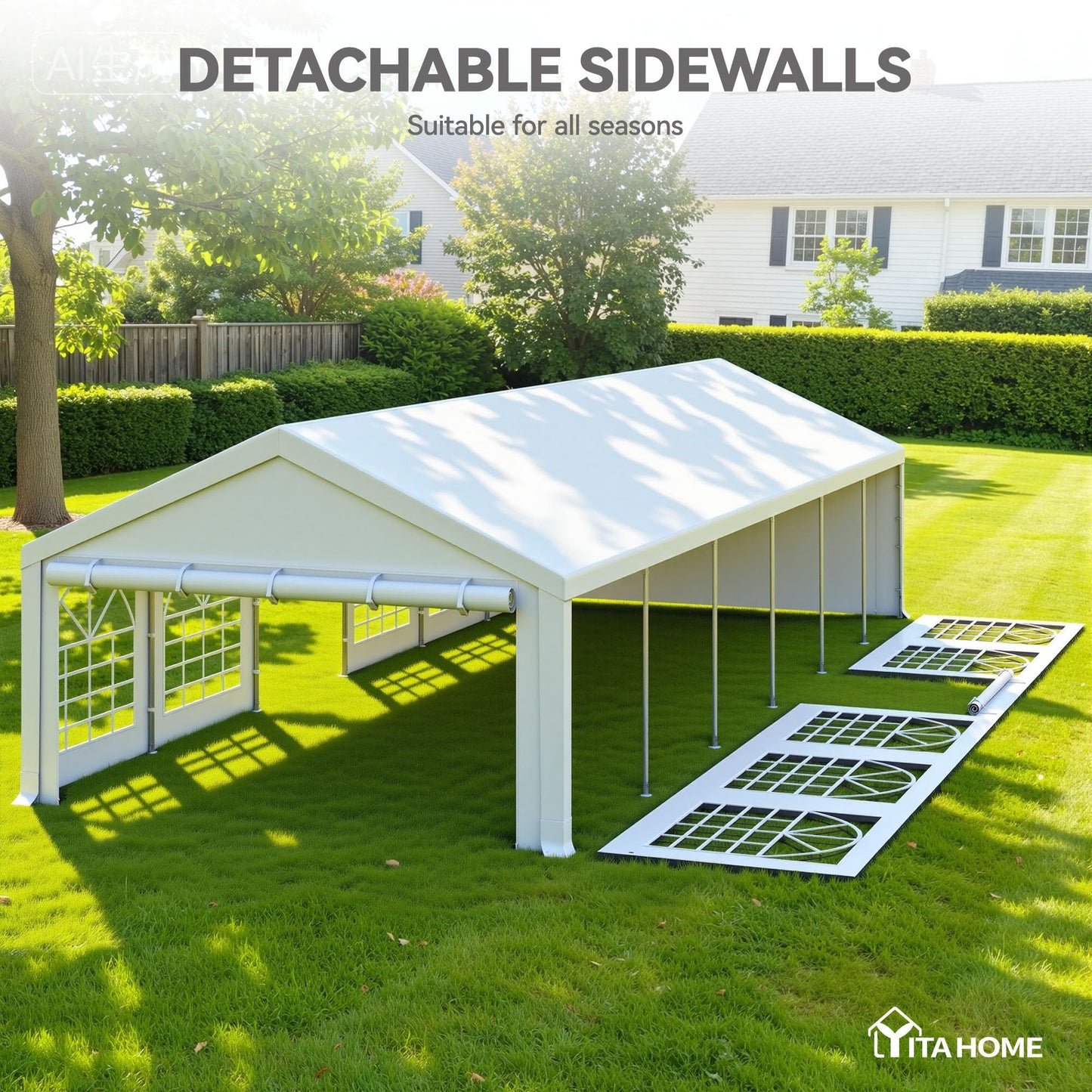 YITAHOME 20x40FT Heavy Duty Large Party Tent Wedding Tent Outdoor Canopy Upgraded Galvanized Steel with Removable Sidewall PE Windows with Sandbags for Commercial and Parties