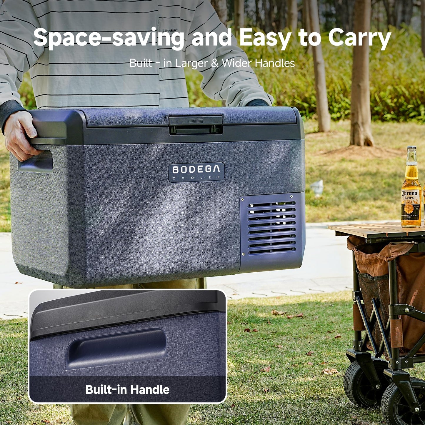 BODEGA 12 Volt Car Refrigerator 32 QT Portable Freezer IPX4 Waterproof Car Fridge Electric Cooler for Truck Van Camping Travel DC Compressor Ultra-Quiet 31dB 12/24V DC 110-240 Volt AC,-4โ to 68โ