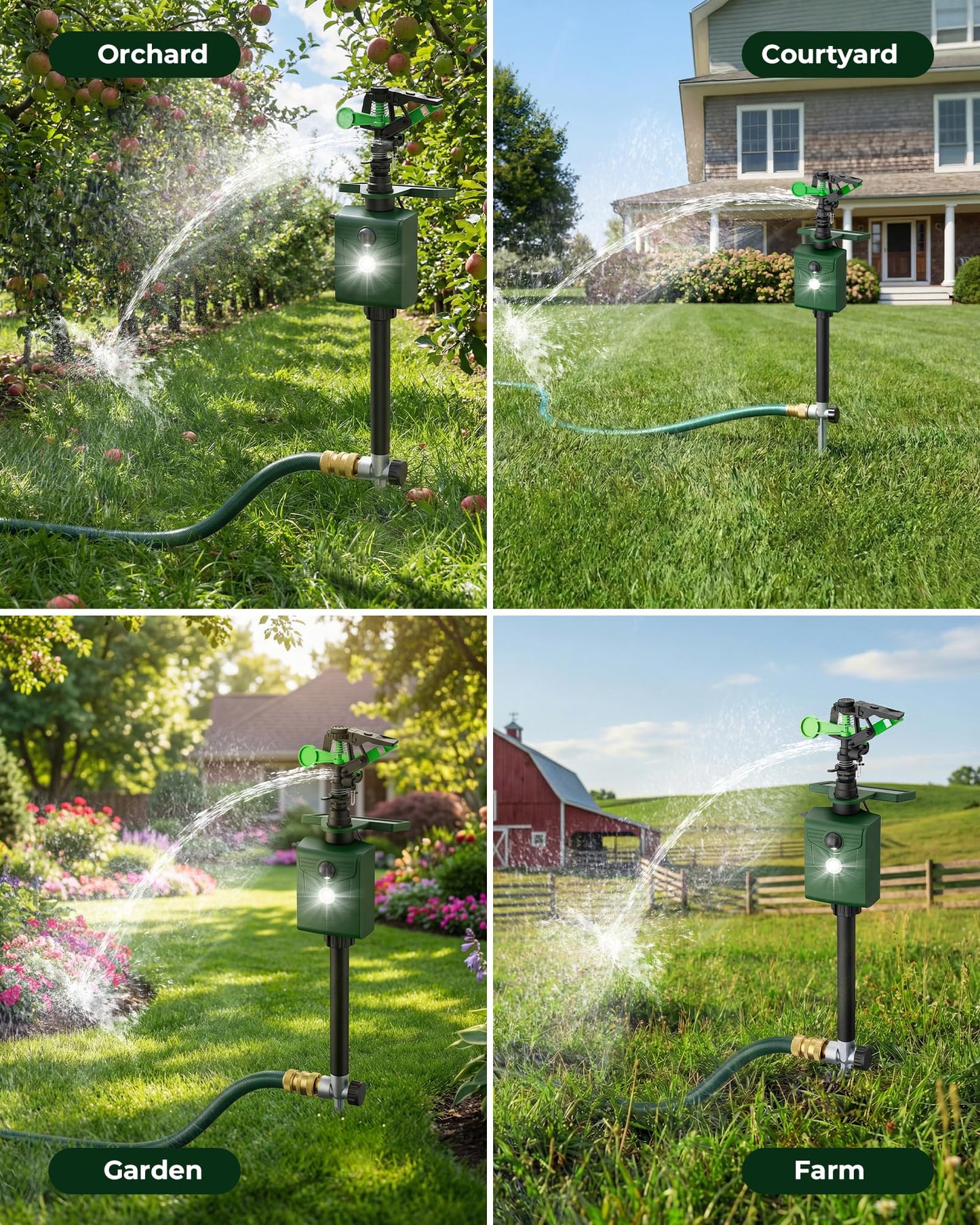 Peepst Motion-Activated Sprinkler, Solar Animal Repellent Outdoor - 2 Packs Deer Cat Deterrent with Motion Sensor & Flashing Lights, Protects Yard & Garden from Deer, Cats, Raccoons