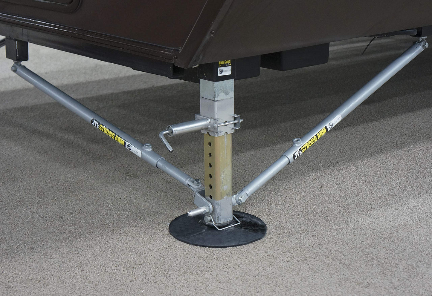 JT's Strong Arm Fifth-Wheel Jack Stabilizer Kit, Bolt-On Installation, Universal Compatibility, Telescoping Tubes, Eliminates Chassis Movement - 191023