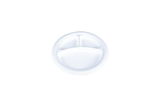 Southern Champion Tray 18136NPF 10" Plate, 3 Compartment, 3 Dividers, White, Champware, Sturdy and Durable, Disposable (Case of 500)