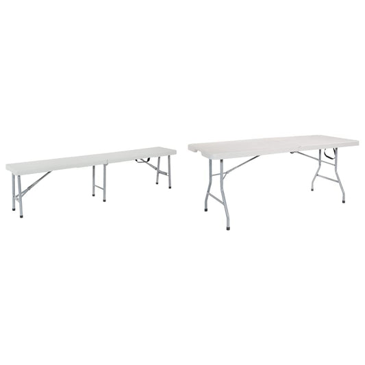 Office Star Resin 6 Foot Folding Bench and 6 Foot Resin Center-Folding Portable Table
