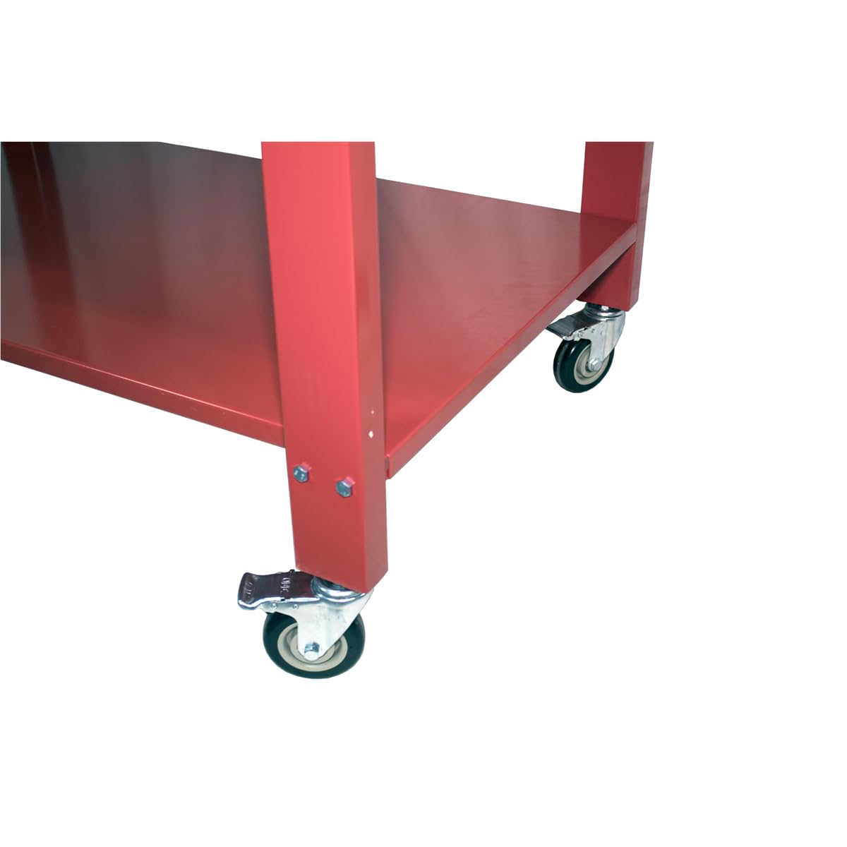 K Tool International 75109 48" x 32" Tear Down Table for Garages, Repair Shops and DIY, 31" Height, Raised Edges, Offset Drain, 3-Gallon Drain Pan, Lockable Storage Drawer, 4" Swivel Casters, Red
