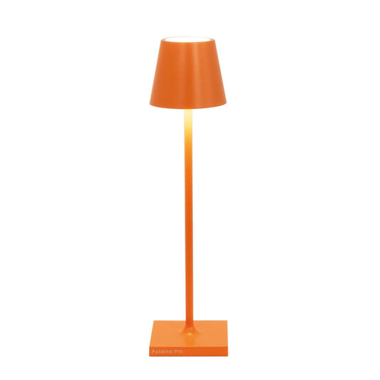 Zafferano, Poldina Micro Lamp, Rechargeable Cordless Table Lamp with Touch Controls, Suitable for Indoor and Outdoor, Dimmer, 2200-3000 K, Height 10.8 Inches, Orange Color