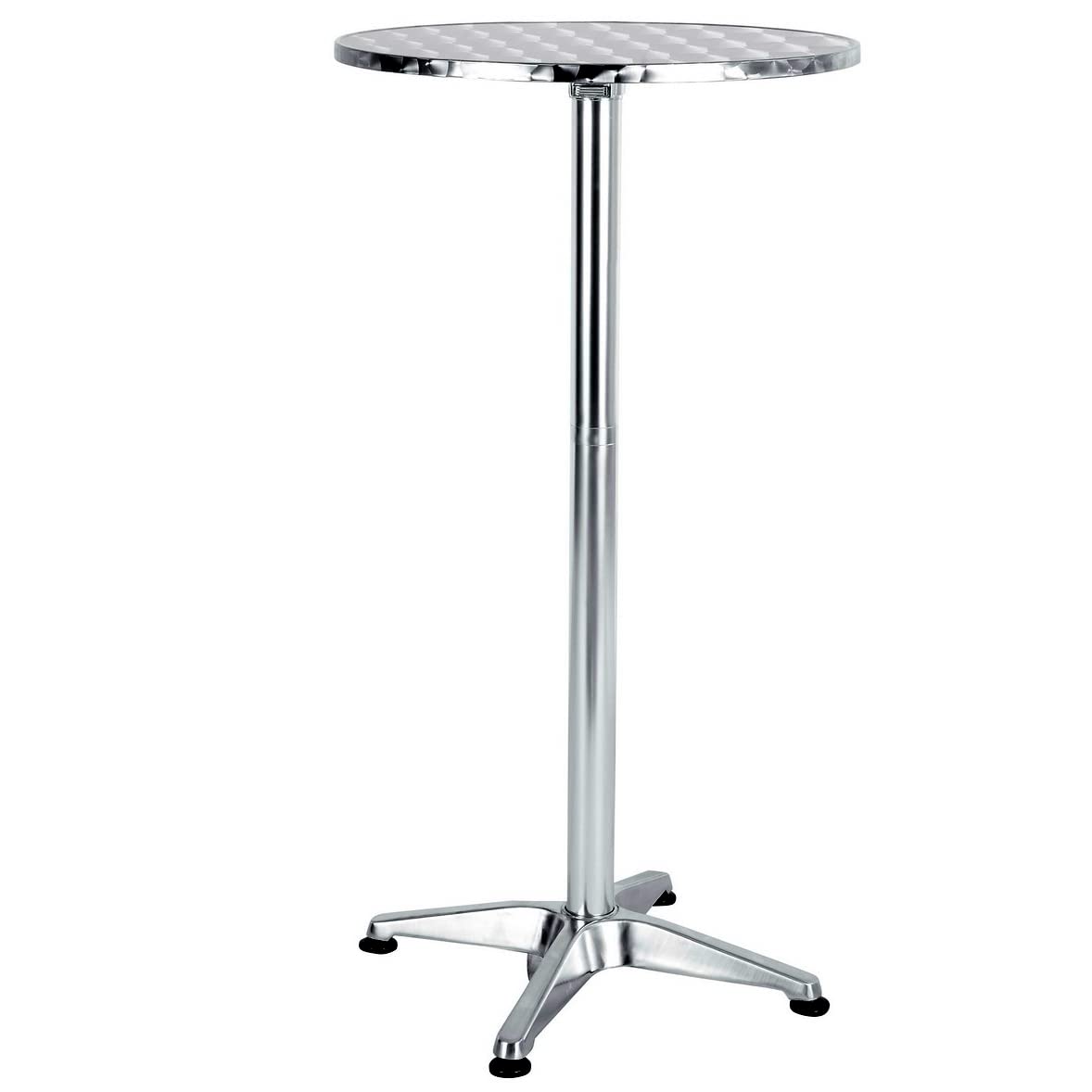 BTEXPERT Set of 2, Aluminum Indoor Outdoor 23.75" Round Restaurant Bar Height 44" Table fix top, Patio Stainless Steel Silver Furniture 25.75" Base