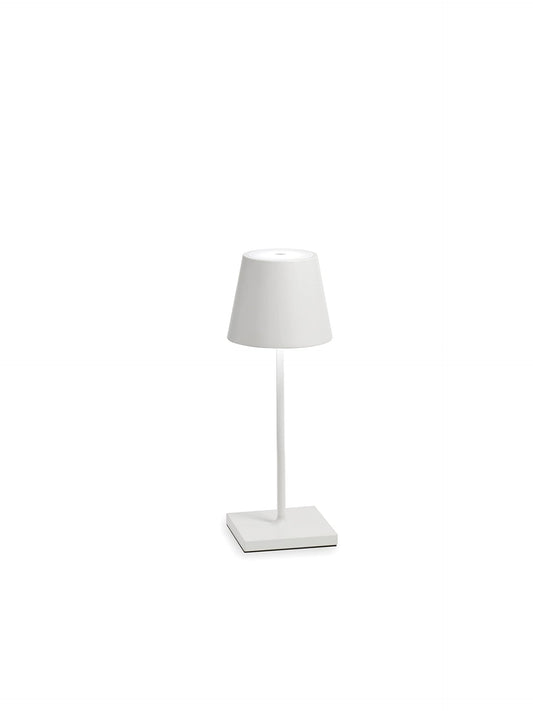 Zafferano, Poldina Pro Mini Lamp, Rechargeable Cordless Table Lamp with Touch Controls, Suitable for Indoor and Outdoor, Dimmer, 2200-3000 K, Height 11.8 Inches, White Color