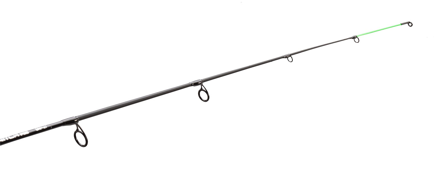 13 FISHING - The Snitch Pro/Freefall Ghost - Inline Ice Fishing Combo - 23" with Flex-Core Quick Action Tip - Left Hand Retrieve - SNPFF-23-LH Black