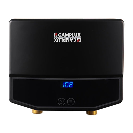 CAMPLUX Tankless Water Heater Electric 3.5kW 120V, Point-of-Use Hot Water Heater Digital Display, Self-modulating, Overheating Protection, Black