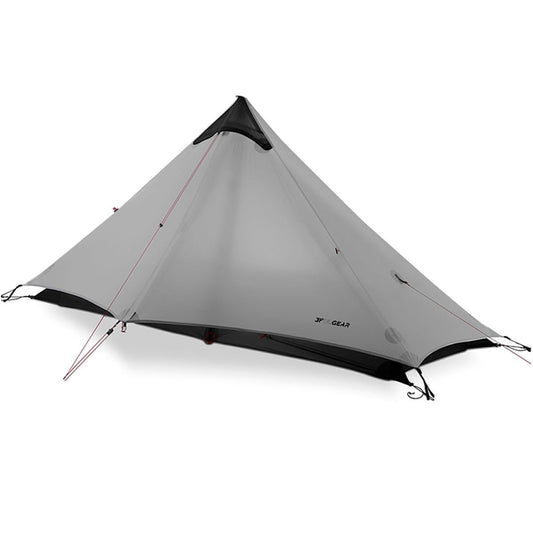 Telomat 3F Lanshan1 Ultralight Tent 3/4 Season Portable Backpacking Tent for 1-Person 15D Silicon Coated Waterproof Poleless Double Layer Tent for Camping, Climbing, Hiking (Grey 3 Season)
