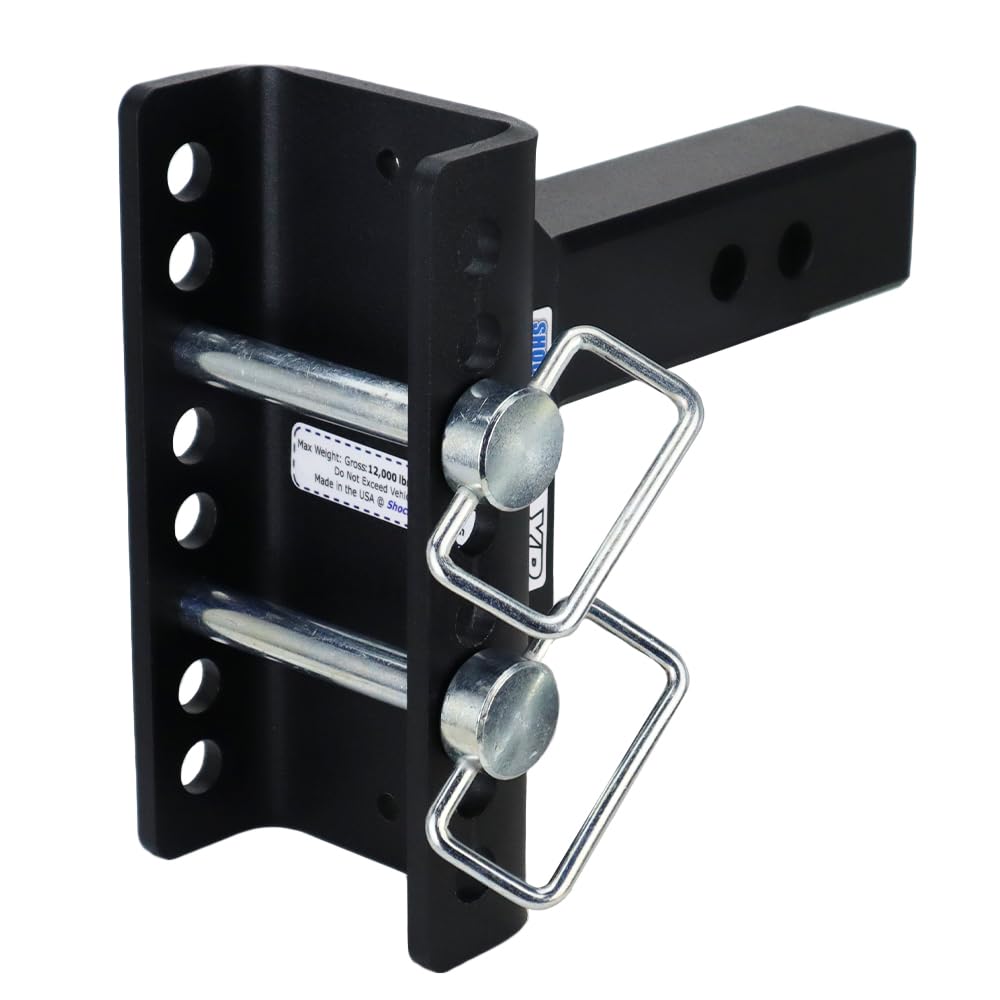 Shocker XR Adjustable Channel Pintle & Ball Hitch, Fits 2" Hitch Has 2-5/16"Ball 1" Rise/7" Drop
