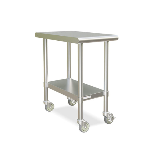 STABLEINK NSF Stainless Steel Small Table 18x30 Inches with Wheels, Metal Prep & Work Table with Adjustable Undershelf, for Commercial Kitchen, Restaurant, Hotel and Garage