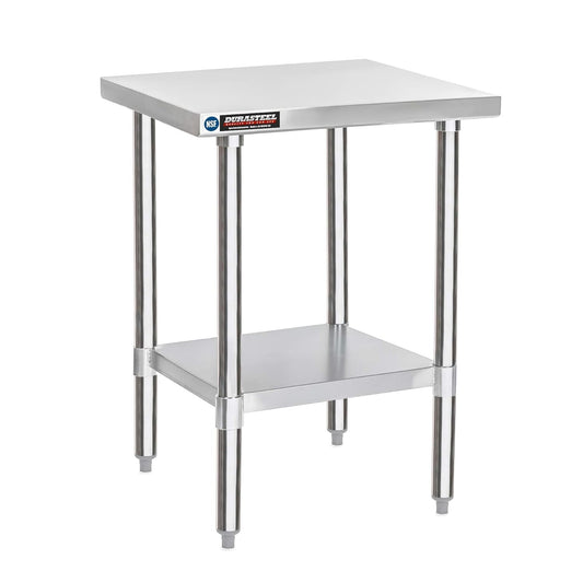 DuraSteel 30x24 Stainless Steel Work Table - NSF Commercial Prep Metal Table - Outdoor Pizza Oven Stand w/Under Shelf - Kitchen Island Laundry Utility Garage Microwave Stand Large Rolling Storage Cart