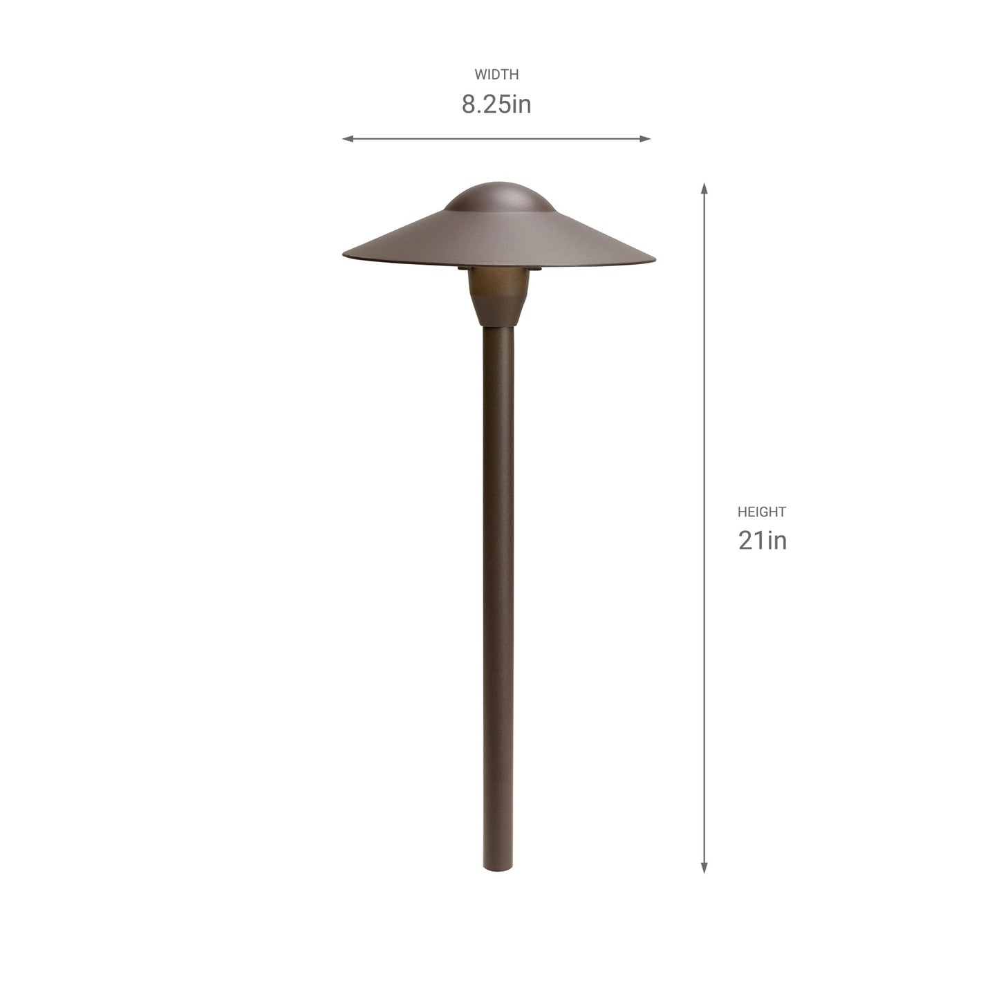 Kichler 8" Outdoor LED Path Light in Textured Architectural Bronze , 12V Adjustable Exterior Dome Light, (8.25" W x 21" H), 15310AZT