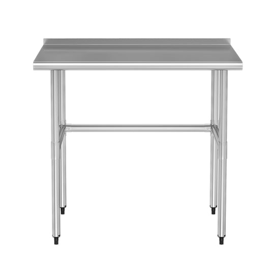 Chingoo Open Base Stainless Steel Work Table 30x36 Inch with Backsplash, Heavy-Duty Prep Table for Commercial Restaurant, Kitchen, Bakery, or Garage