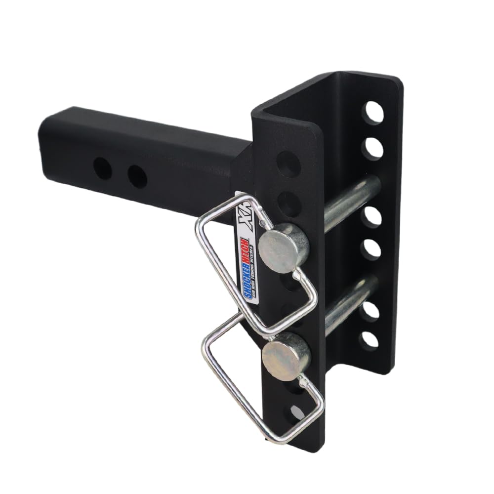 Shocker XR Adjustable Channel Pintle & Ball Hitch, Fits 2" Hitch Has 2-5/16"Ball 1" Rise/7" Drop