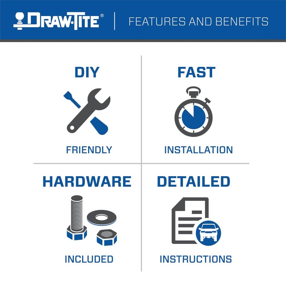 Draw-Tite 76557 Class 3 Trailer Hitch, 2 Inch Square Receiver, Compatible with 2022-2026 Ford Maverick.