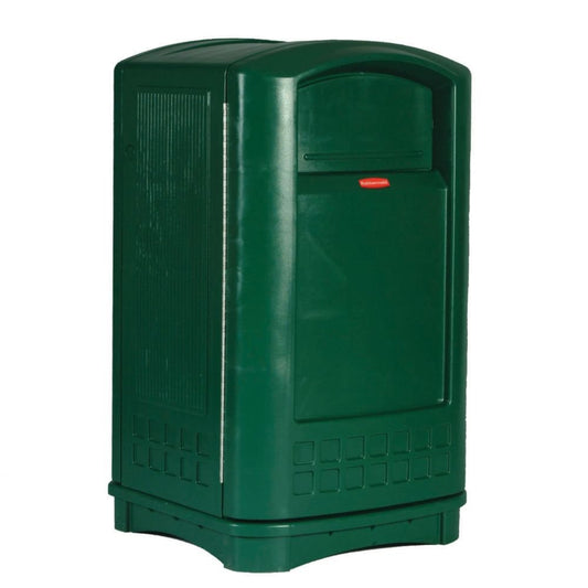 Rubbermaid Commercial Products Plaza Trash Can, 50 GAL, Dark Green Plastic, Outdoor for Stadiums/Parks/Shopping Plazas