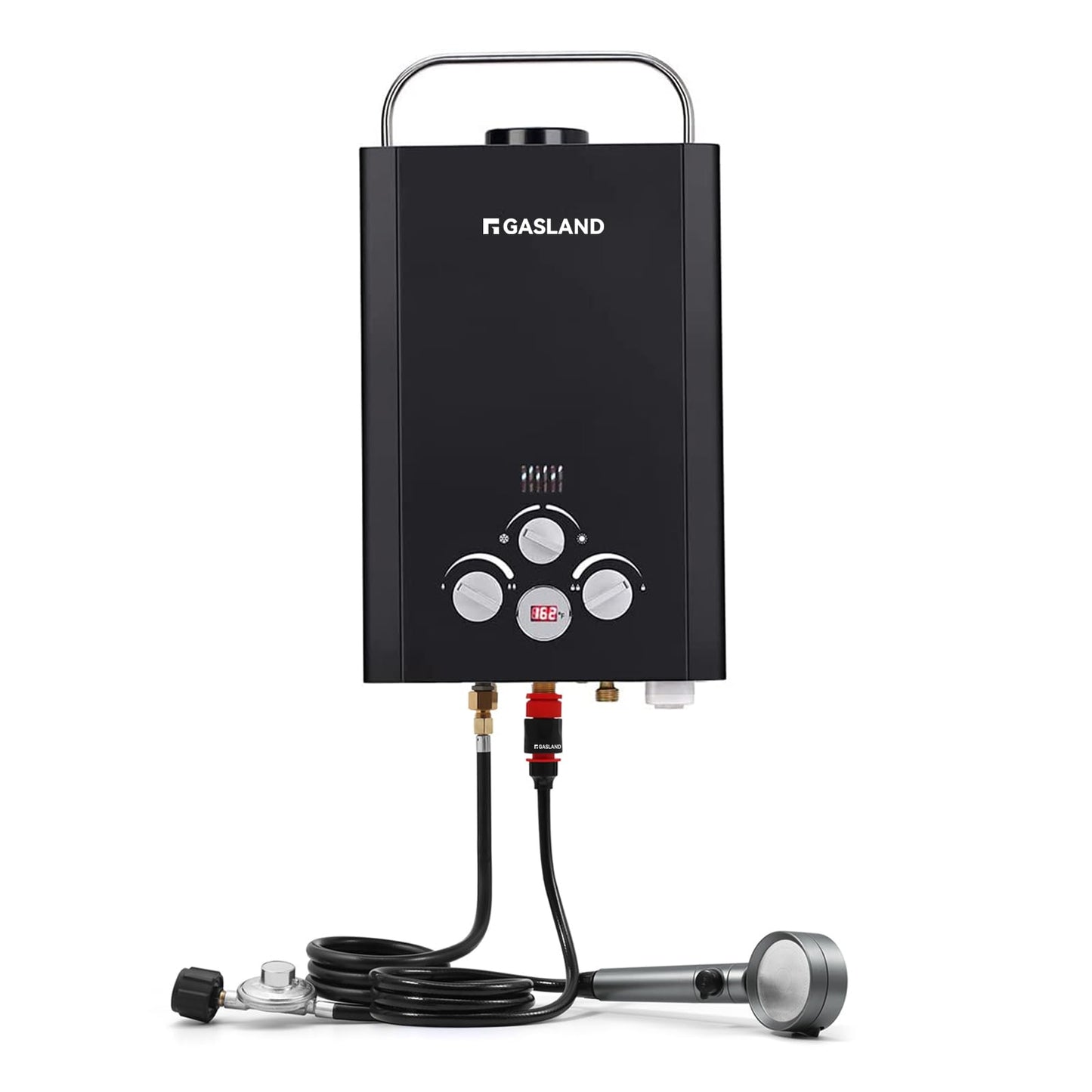 GASLAND BE158B 6L Portable Water Heater Camping | Digital Display & Multi-Protection |1.58 GPM Propane Tankless Hot Water Heater for Outdoor & Mobile Use, Black