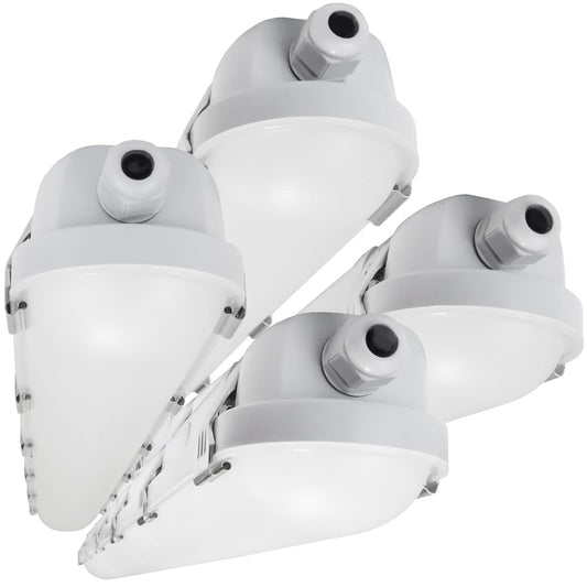 HYPERLITE 65W 4pack LED Vapor Proof Light, 8450lm 4FT 45W/55W/65W Vapor Tight Light Fixture, 4000K/5000K/6000K Selectable,IP65 ETL Listed AC120-277V Shop Lights for Car Wash,Walk in Freezer,Carport