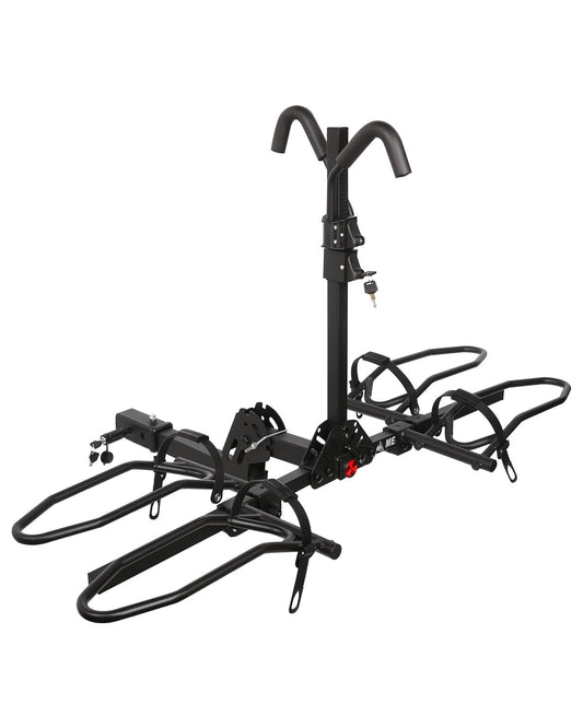 MEEVIZ Bike Rack Hitch with Lock, Platform 2-Bike Rack for Car SUV RV Camper Truck Trailer, Hitch Bike Rack for Fat Tire, Mountain Bikes, EBikes and EMTB, 180 lbs Capacity Bike Carrier for 2" Receiver