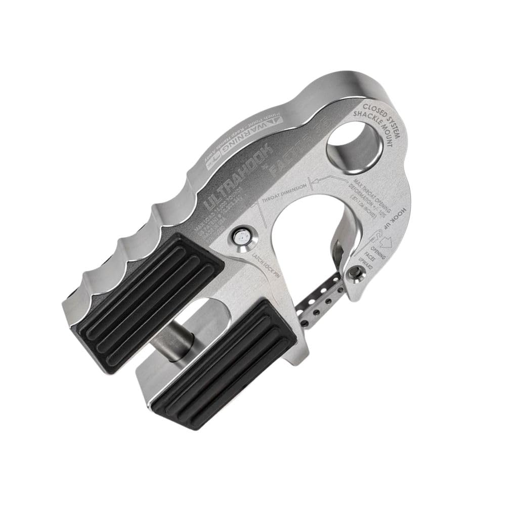Factor 55 00250-05 Ultrahook Winch Hook Closed System Shackle Max Load 16,000 lbs ULT Strength Shackle Pin Mount 48,000 lbs Offroad 4x4 Adventure – Silver