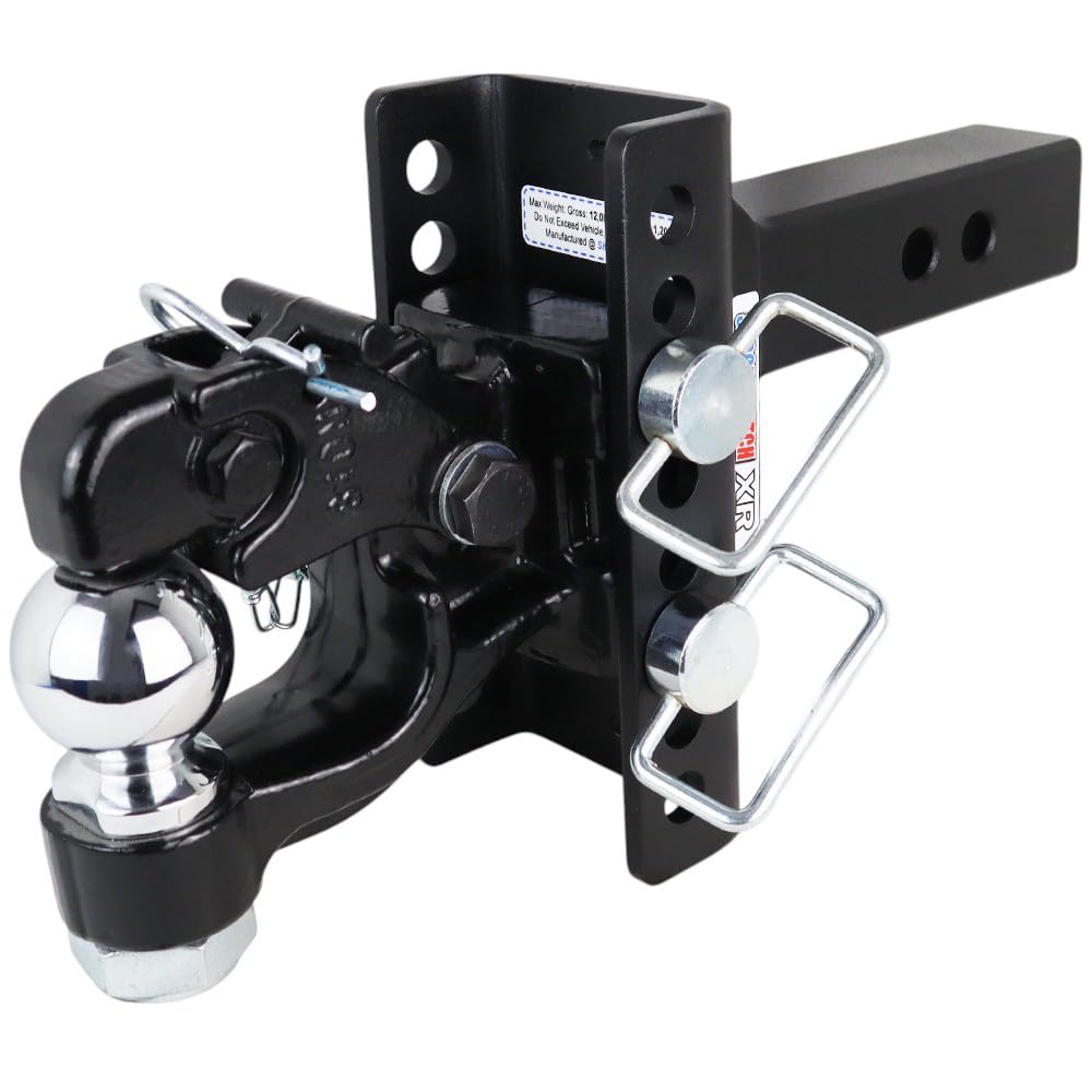 Shocker XR Adjustable Channel Pintle & Ball Hitch, Fits 2" Hitch Has 2-5/16"Ball 1" Rise/7" Drop