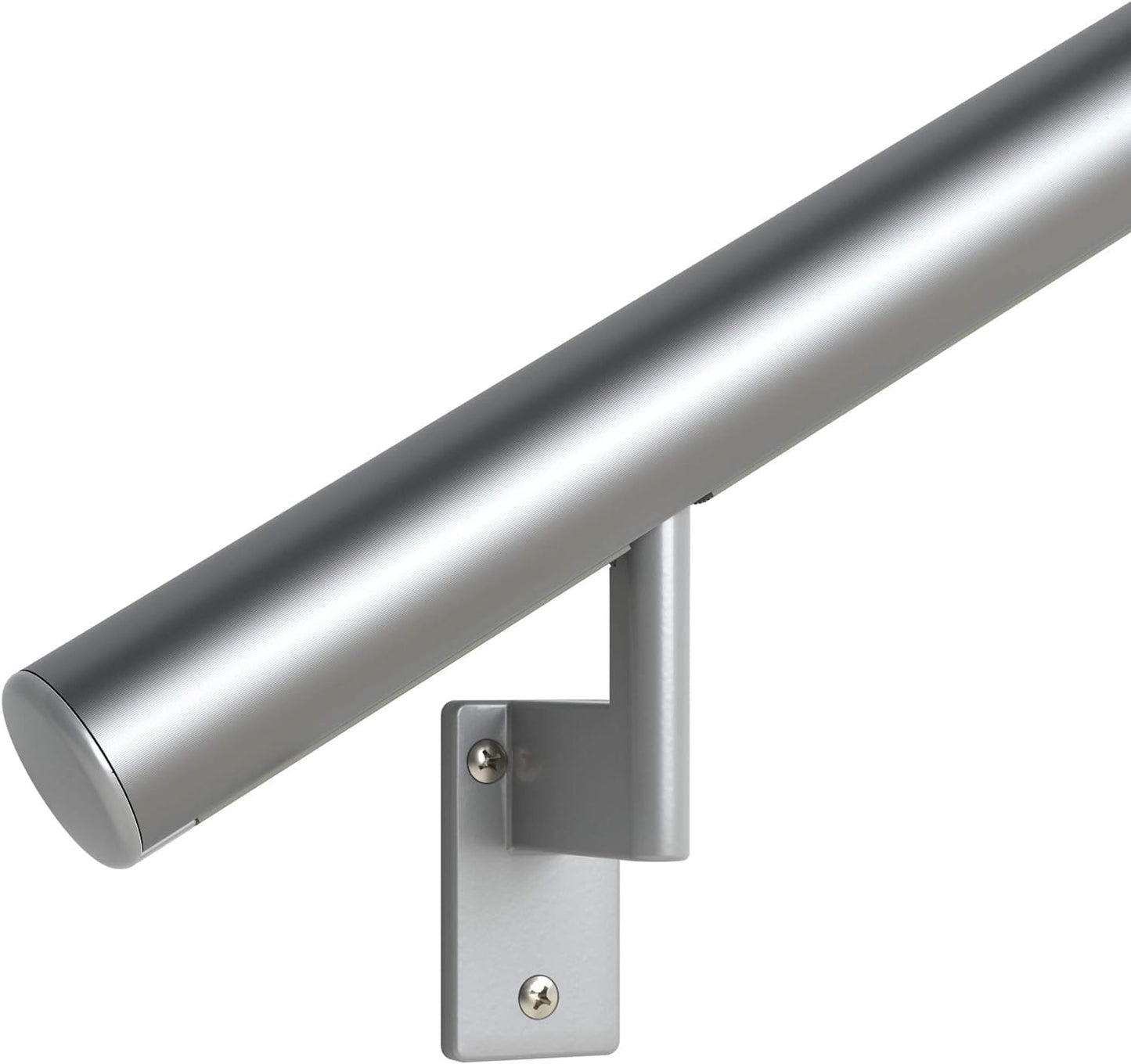 Promenaid - 3ft Flush Handrail Kit Sliver Finish Complete Indoor/Outdoor Handrail for Stairs with ADA Wall Return Kit Flush Endcap Replacement