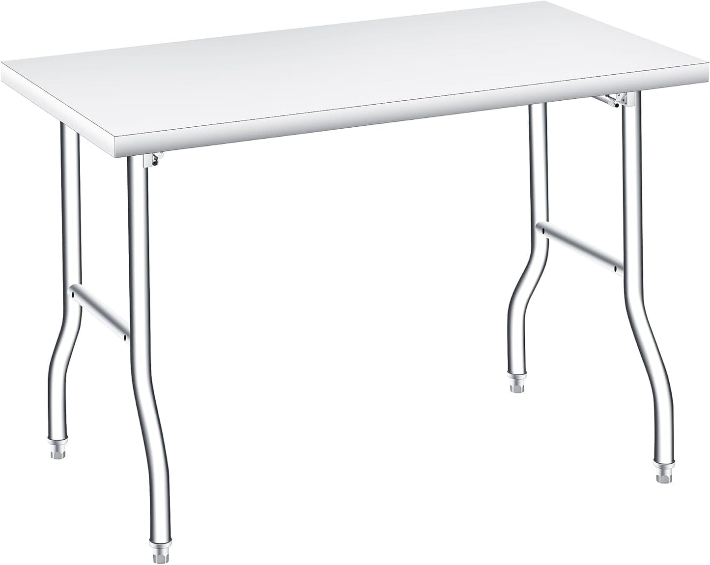 EliteEdge 48x30 in Folding Stainless Steel Table, 600 LB Capacity, Portable Metal Prep Workbench, No Assembly Required, for Kitchen, Laundry, Restaurant, Camping, Bar, Garage, Heavy Duty